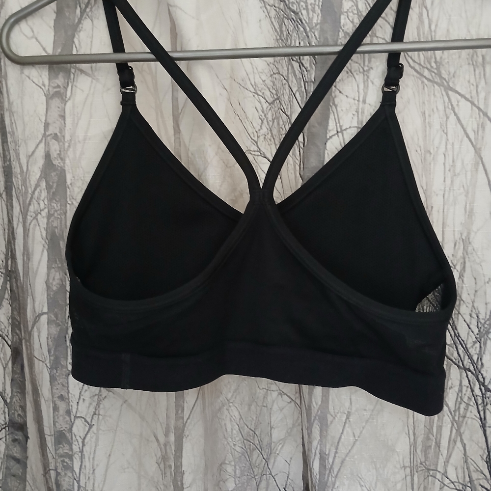 Nike Women's Black Sports Bra with White Logo - Picture 3 of 4